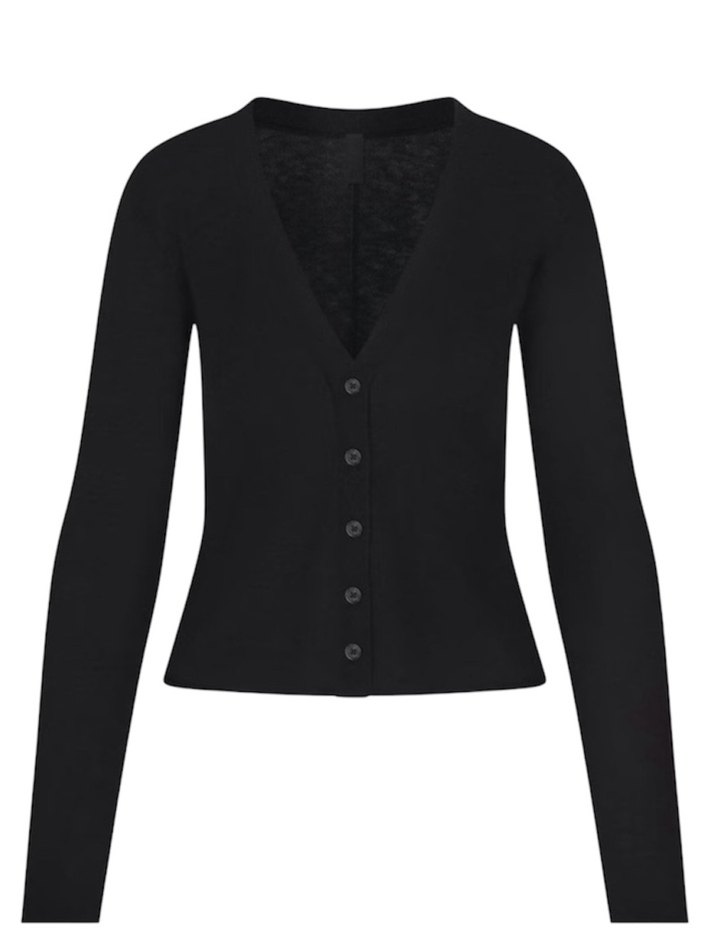 NWT SKIMS Featherweight Cashmere Cardigan Onyx Black XS 100% Sheer VNeck Sweater - Picture 6 of 9